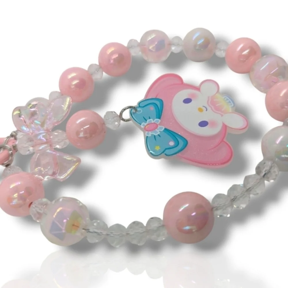 My Melody Pink Kawaii Beaded Phone Charm / Wristlet